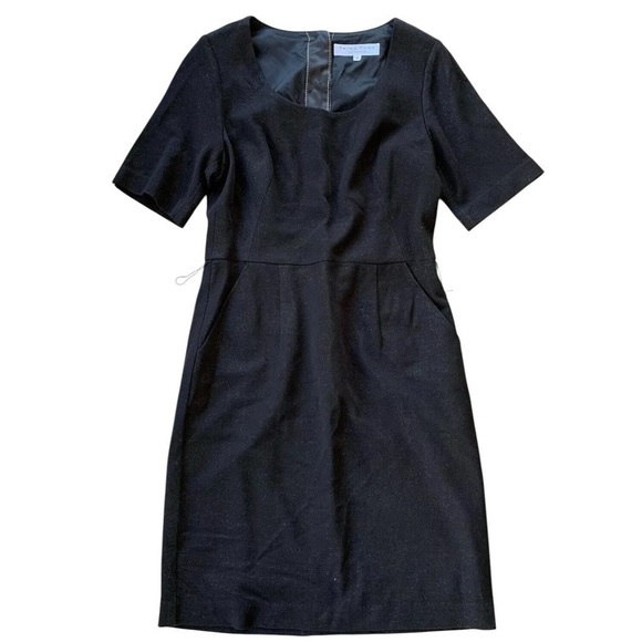 Trina Turk Dresses & Skirts - Trina Turk Wool Cupro Shimmer Buttoned Back Cocktail Dress Black Gold Size 8